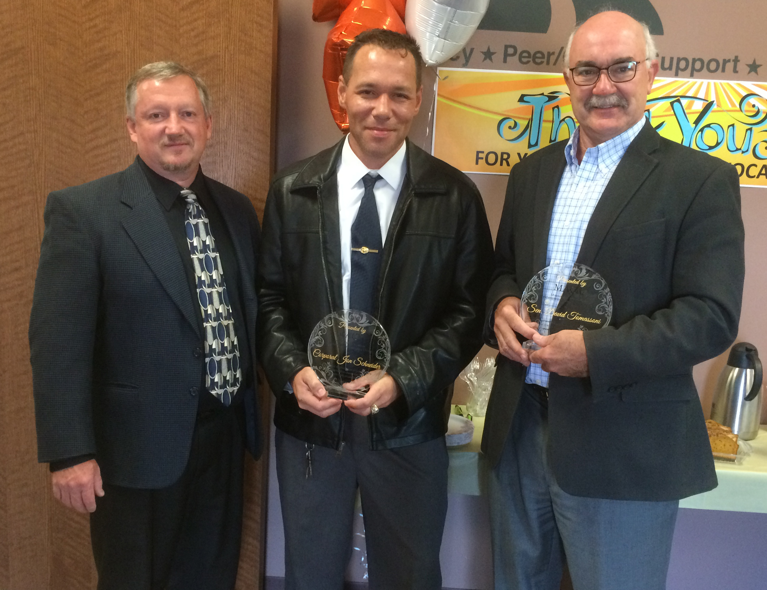 photo of Don Brunette, Corporal Jon Schneider and Senator David Tomassoni
